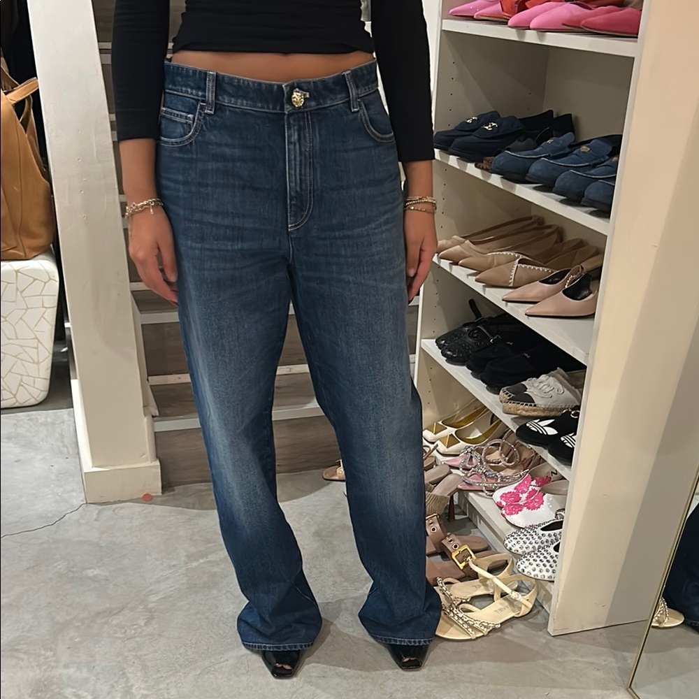 CHANEL Dark Blue Straight Leg Women's Jeans